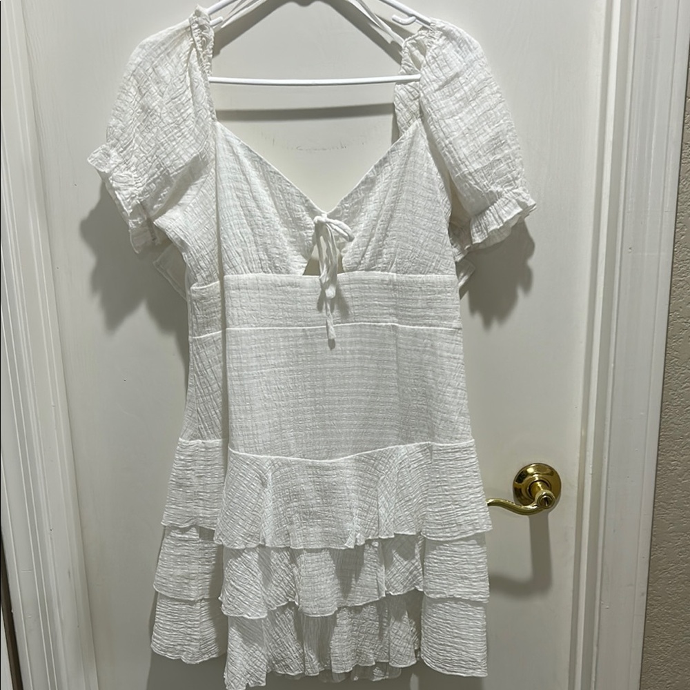 Elegant White Ruffled Dress